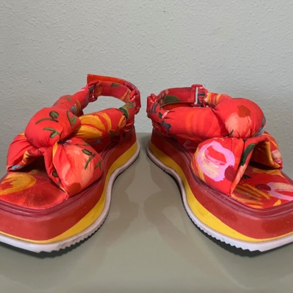 Farm Rio Red Fruit Scarf Platform Sandal Sz 8 - Picture 3 of 5